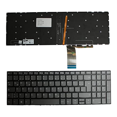 Clavier de rechange Lenovo IdeaPad 320-15IKBA allemand gris rétro-éclairé Power4Laptops