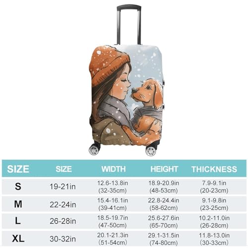Girl Holding Dog Luggage Cover Protector Anti-Scratch Suitcase Cover Washable Luggage Covers Fits 19-21 Inch Luggage2