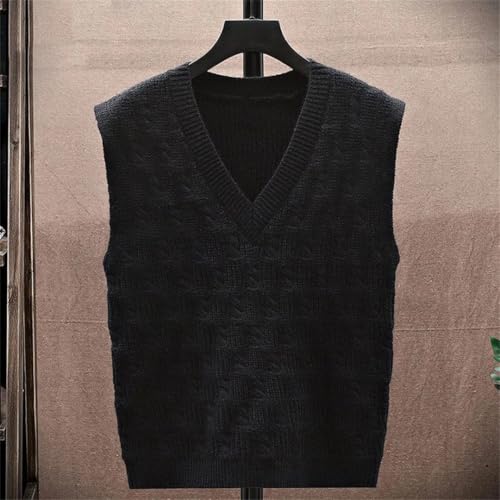 Men Middle Age Thicken V-Neck Sweater Vest Autumn Winter Sleeveless Casual Waistcoat Warm Knitted Loose Pullover Tops3