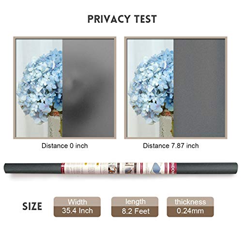 Kespen Frosted Window Privacy Film Heat Control Uv Sun Blocking Glass Stickers Static Cling Non Adhesive Door Coverings Decals For Bathroom Home Office, Gray, 35.4 Inch X 8.2 Feet #TOP6