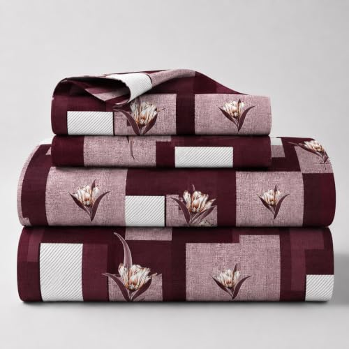 Image of Super King Size Bedsheet, 108X120 Inch, 10 Feet Bedsheet, 240 TC Soft Rich Glace Cotton Fabric, XXXL Size with 2 Pillow Covers (Dusk Brown)