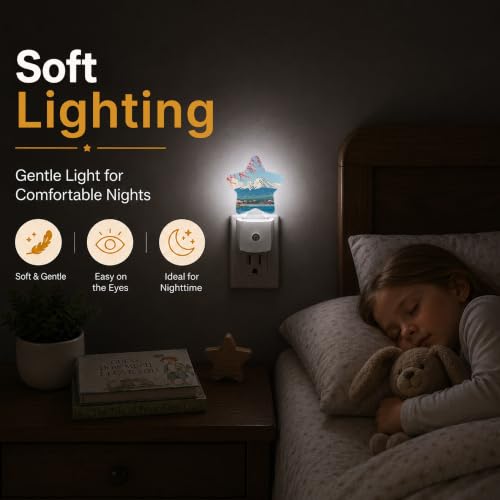 Image of Mount Fuji Star Night Light Plug in, Soft Glow Night Light for Kids Bedroom Nursery, Gentle Warm Light for Sleep, Compact Lamp for Hallway Bathroom