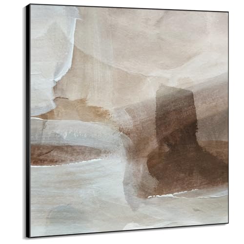 46"x46" Large Framed Wall ArtSoft Earth Tones Abstract Neutral Brown