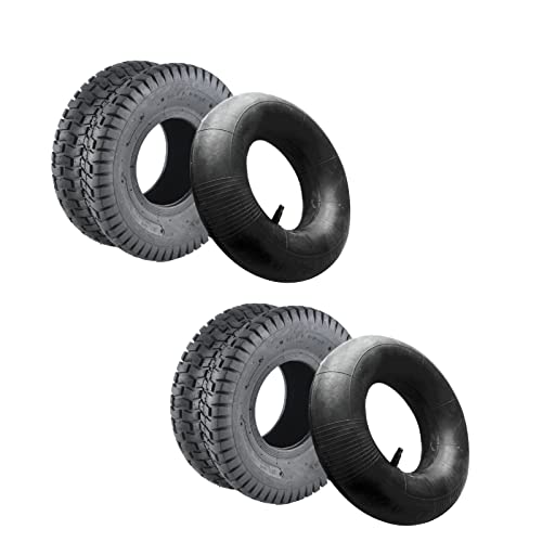 Youyijia 2xReifenmantel 2xSchlauch 15 x 6.00-6 TL 2PR Reifen für Rasentraktor Aufsitzmäher Rasenmäherreifen