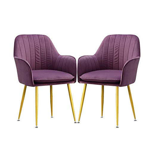 SJIALEN Kitchen Dining Chairs,Soft Velvet Cushion Seat and Back for Living Room Bedroom Kitchen Armchair Office Lounge Chair Kitchen Chair (Color : Gold Legs, Size : 2pcs)