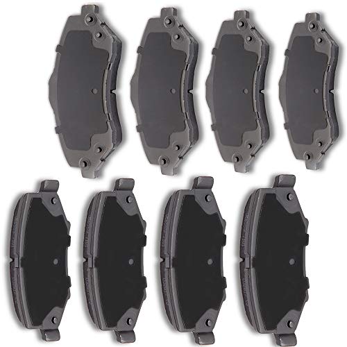 AUTOMUTO 8pcs Front Rear Ceramic Pads Brakes fit for 2007-2011 for Dodge Nitro, 2008-2012 for Jeep Liberty, 2007-2017 for Jeep Wrangler, 2018 for Jeep Wrangler JK