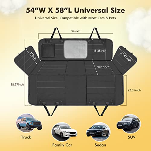Hopidogie Dog Car Seat Cover For Back Seat, Dog Car Hammock With Extended Side Flaps, 100% Waterproof Nonslip Backseat Cover With Mesh Window And Storage Pocket For Cars Trucks And Suv #TOP5