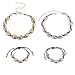 Produktbild Huture 4 Stücke Muschelkette und Muschelarmband Muschel Choker Schmuck Set Halskette Fußkettchen Conch Natürliches Bohemia Handgemachte Samt Seil Quaste Armbänder Zubehör für Frauen, Gold Silber