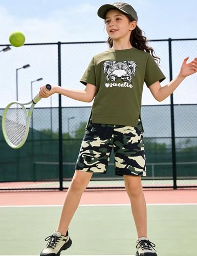 Image of Girls Clothes Short Sleeve Tie Dye Top Shorts and Pants 2PCS Girls Summer Outfits Size 6-16