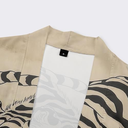 Image of DOSLAVIDA Men's Japanese Kimono Jacket Set Stylish Open Front Coat With Shorts Chinese Style Printed Cardigan Suit
