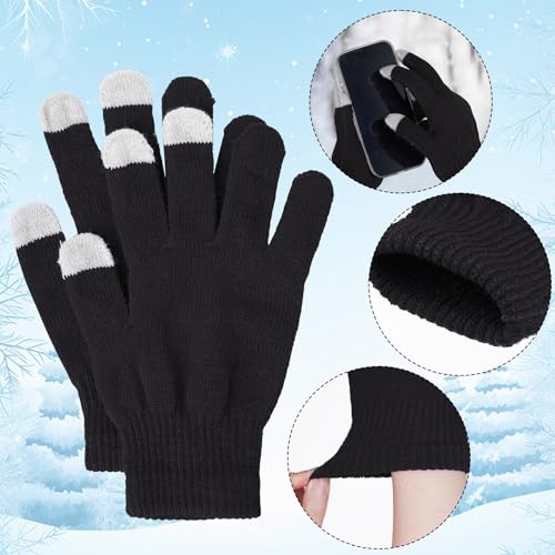 Image of Pistha 24 Pairs Winter Gloves Touch Magic Screen Gloves Stretchy Knit Cotton Gloves Bulk For Men Women Homeless Cold Weather