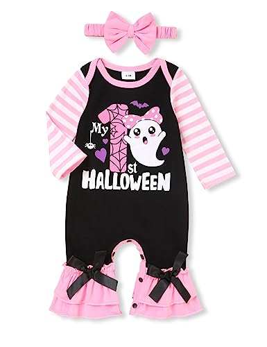 Image of TUEMOS Baby Girl Halloween Bodysuit with Headband - First Halloween Clothes Set