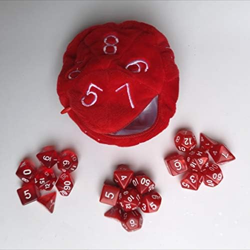 5 Pack of 7-Dice Sets for DND D&D RPG Game & Big Embroidery Bag