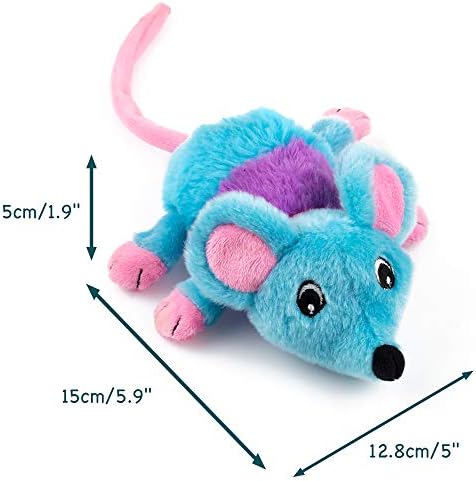 CHIWAVA 2 Pack 5.9 Inch Removable Catnip Plush Cat Toys Mice with Bell Large Mouse Activity Toy