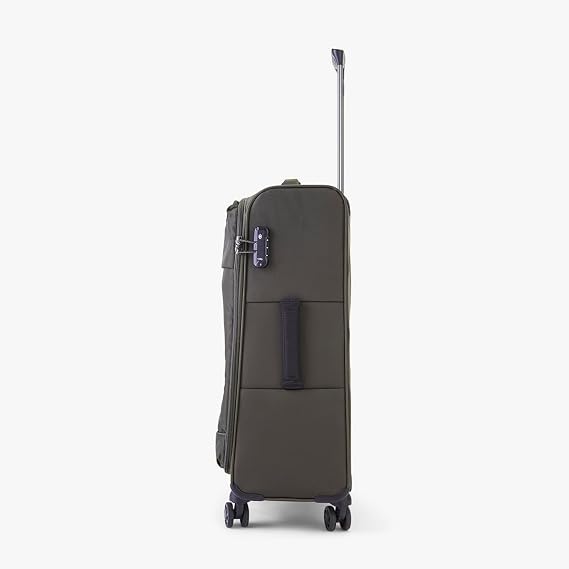Rock Paris Medium Soft Shell Hold Suitcase in Olive Green - 360 Swivel-Wheels, Versatile & Stylish Design, Telescopic Handle & TSA Combination Lock - 71 x 41 x 26 cm 2.3KG
