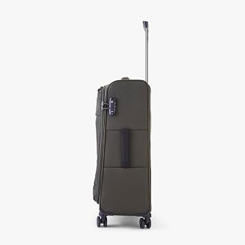 Rock Paris Medium Soft Shell Hold Suitcase in Olive Green - 360 Swivel-Wheels, Versatile & Stylish Design, Telescopic Handle & TSA Combination Lock - 71 x 41 x 26 cm 2.3KG