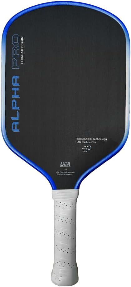 Engage Pursuit Alpha Pro 14mm Pickleball Paddle - Raw Carbon Fiber Face, 8.0 oz Elongated Speed Paddle for Aggressive Play