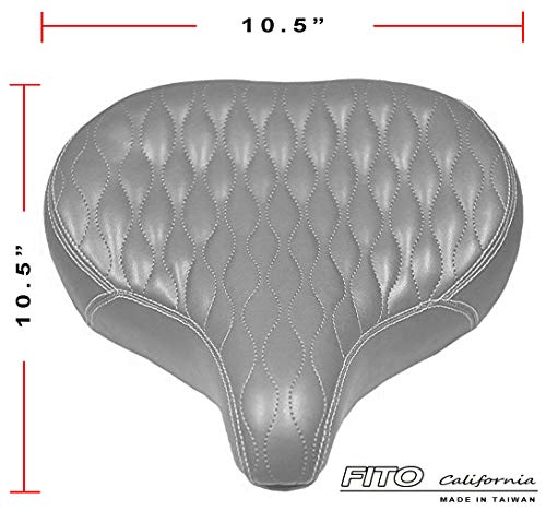 Made In Taiwan, Fito Gsw Beach Cruiser Comfort Retro City Bicycle Saddle Seat, Black White Trim #TOP3