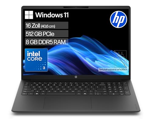 HP OmniBook 3 Laptop (16\" 2K Display, Intel Core 3, 8GB RAM, 512GB, Win11, QWERTZ) - Schwarz HP OmniBook 3 Laptop (16\" 2K Display, Intel Core 3, 8GB RAM, 512GB, Win11, QWERTZ) - Schwarz