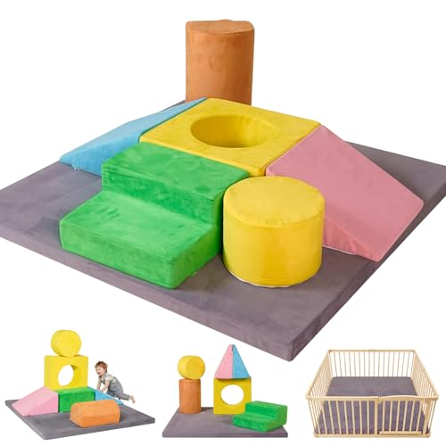 Image of STAOLENE Foam Climbing Blocks for Toddlers 1-3, Soft Play Climbing Toys Climb and Crawl Climbing Toys Soft Foam Play Set (Multicolor)