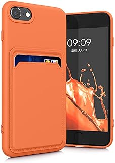 kwmobile Case Compatible with Apple iPhone SE (2022) / SE (2020) / 8/7 - Soft TPU Phone Cover with Credit Card Holder Slot on Back - Black