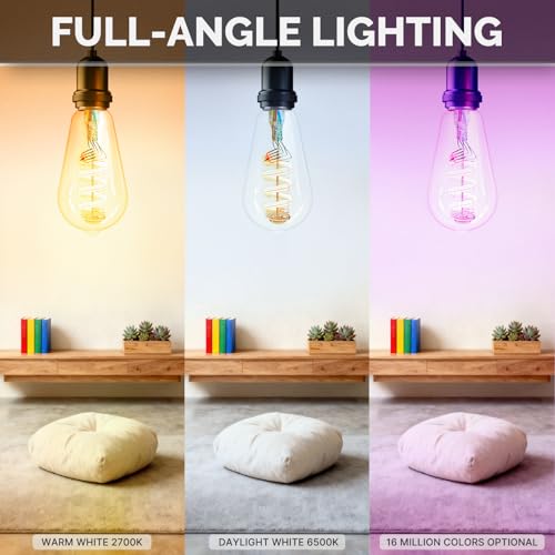 MOES Matter WiFi ST64 Edison Smart Bulbs, Color Changing Light Bulb, 16 Million RGB Colors & Tunable White, Works with Apple Home, Alexa, Google Home, E26 Dimmable 5W (40W Equivalent), 2-Pack by MOES - Image 4