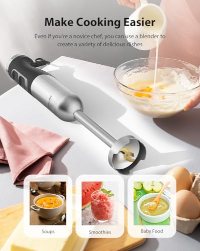 1000W Powerful Immersion Blender Handheld, 2025 New Update Hand Blender with 25-Speed and Heavy-Duty Copper Motor, Silver image 5