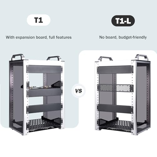 GeeekPi DeskPi RackMate T1, 10-calowa szafa serwerowa 8U, mini rack o głębokości 200mm z półką i pustym panelem, do 10-calowego sprzętu AV, NAS i serwera (srebro)