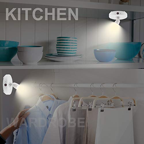 Image of LUXSWAY Wirelss Spotlights, Battery LED Lights Remote and Timer, Dimmable Accent Lights, Picture Lights with Rotatable Lights Head, Stick Indoor for Closet Painting Artwork -100 Lumens 2Pack