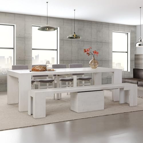Transformer Table Solid Wood Extendable Dining Table, White - image 3