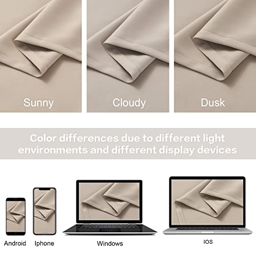 Dualife Bedroom Room Darkening Curtains Warm Taupe - Baby Room Curtains 90 Inches Long Triple Weave Microfiber Room Darkening Panels/Drapes For Kid's Room (Taupe/Rose Tan, 1 Pair, 52X90 Inch) #TOP4