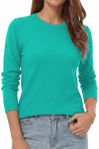 Image of QUALFORT Women's Sweaters Long Sleeve Soft Lightweight Basic Knitted Pullover Sweater