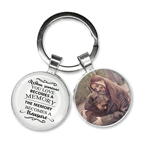 Personalised Photo Keyring Memorial Gifts for Dad Grandad Gramps Mum Nanny Grandma Loss Love in Heaven Memory Bereavement Remembrance Poem Handmade Custom Keychain Keepsake (White) Cover
