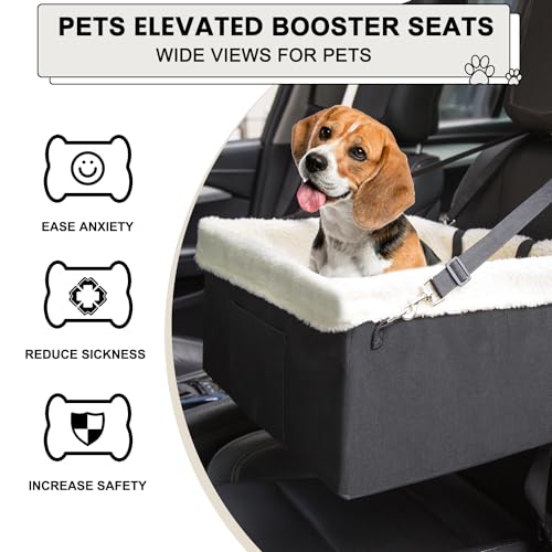 NOVOLAB Dog Car Seat for Medium Dogs Under 30lbs Dog Booster Seat with Metal Frame Construction Double-Layer Oxford Medium Dog Car Seat with Safety Leash Perfect for Medium Pets Dogs Cats - Thumbnail 3