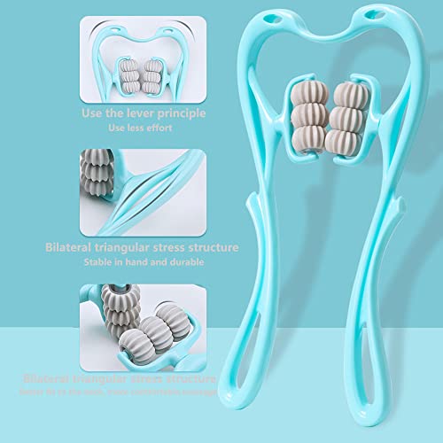 Echozone Manual Neck Massager,Handheld Shoulder Massager For Pain Relief Multifunctional Ball Roller Massager With 6 Balls Point For Neck,Shoulder,Back,Legs And Waist Massage(Blue) #TOP5