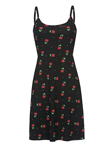 Pussy Deluxe Robe Sweet Cherry Femme Robe mi-Longue Noir S 90% Coton, 10% Élasthanne Cover