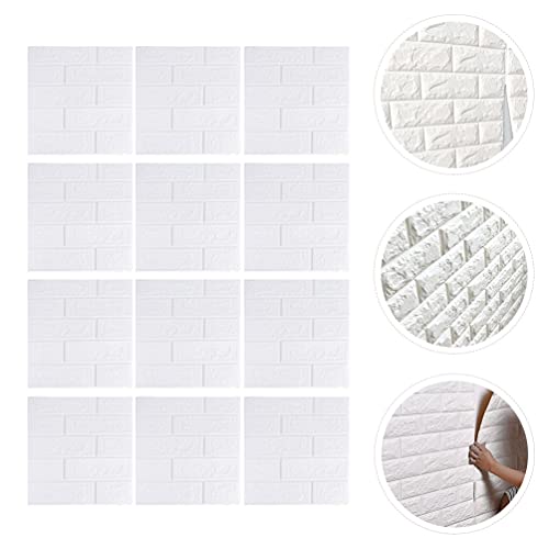 Mobestech Engrossar 12Pcs 3D Painéis de Parede Pegajoso Papel De Parede De Tijolos DIY Adesivo de Pa