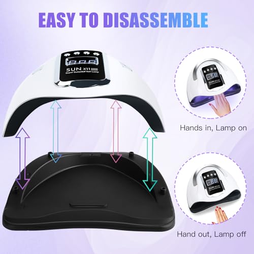 UV Nail Lamp, 220W LED UV Lamps for Gel Nails Professional Faster UV Nail Dryer with 4 Timers Touch Screen Automatic Sensor Portable Handle Nail Art Light Tools for Curing Gel Nail Polish - Image 3