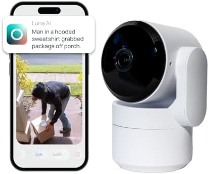 Security Cameras Indoor, 360-Degree Pan/Tilt, Pet/Person/Vehicle AI Motion Detection, Plug-in, Night Vision, Two Way Audio, Cloud Storage, Wi-Fi Camera for Room (White)