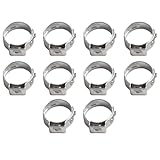 FACAIIO 10er Pack für Edelstahl Einohr-Klemmringe 7C14mm PEX Rohre Schmale Ausführung mit Wärmeausdehnungsausgleich