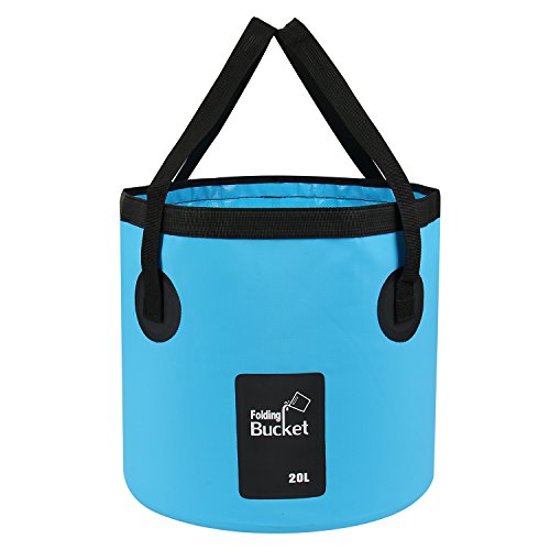 Handy Folding Bucket 20L Portable Collapsible Bucket for Plumbing Camping Traveling Hiking Fishing Boating and Gardening (Blue 20L)