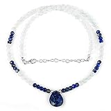 collana con lapislazzuli e pietre preziose blu rotonde naturali e pietre preziose rotonde fatte a mano, gioiello con lapislazzuli autentici, perle di acquamarina, regalo per donne, pietra,