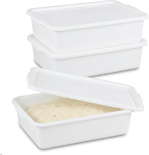 3-Pack 13 L Pizza Dough Proofing Box with Lid, Food Pizza Storage Container, White