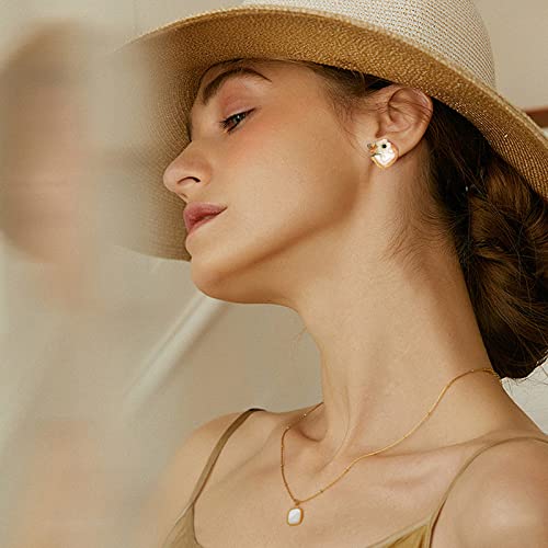 Foessd Butterfly Gold Wire Wrapped Stud Earrings - Ligthweight Baroque Pearl Purple Mariposa Cottagecore Bridesmaid Earring Wedding Birthday Gifts For Girls Women Teen Graduation Trendy Handmade Jewelry #TOP1