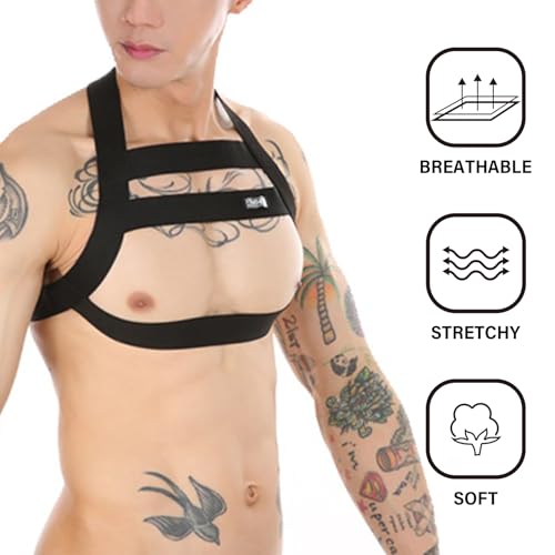 Image of Mens Harness Belt Nylon Elastic Body Shoulder Strap Sexy Halter Club Wear Cosplay Costume