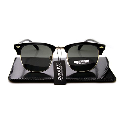 Image of zeroUV Half Frame Semi-Rimless Horn Rimmed Sunglasses