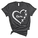 FLOCHIL Personalized Nana Shirt, Custom Nana Tshirts with Kid Name, Mothers Day Shirts for Women, Custom Gifts for Nanas, Mothers Day, Christmas