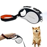 【脱落防止ストラップ付】犬 リード 伸縮 中型犬 LED ライト付き 【光るリード】 長さ 5m 充電式 伸縮 犬用 リード 自動巻き ストラップ付き 光反射 夜散歩 小・中型犬用 dog leash (オレンジ色ストラップ付き) cwse-003-m-or