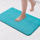 MIULEE Einfarbige Badematte Memoryschaum Badteppich Badezimmerteppich Duschvorleger Teppich Badvorleger Duschmatte Deko Fussmatte rutschfeste Matte für Badezimmer Wohnzimmer 50x80 cm Türkis