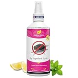 Fly Insect Repellent Spray Stop Flies in House Mosquito Housefly Horsefly Fruit Fly Insects Bugs Stop Flies from Coming Into House Citronella Peppermint Lemongrass 250ML